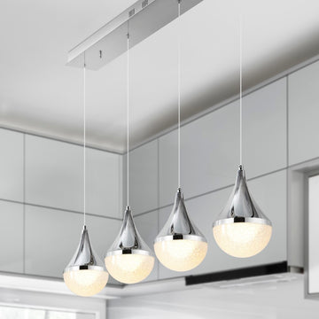 Elyse Teardrop Modern Mid-Century Iron/Acrylic Integrated Linear LED Pendant